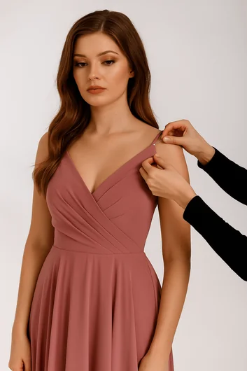 Bridesmaid dress neckline modifications for adjusted coverage and comfort